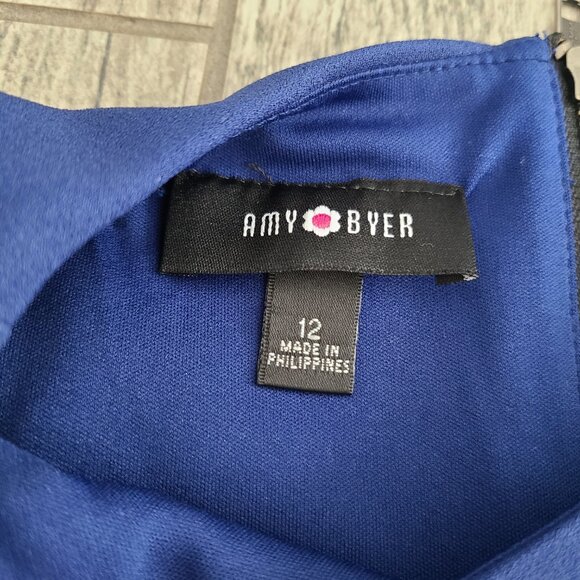 Amy Byer Girls Blue Ruffle Fit & Flare Dress with Belt Size 12 (NWT) - Picture 7 of 10